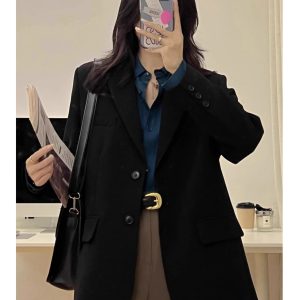 Women's Korean Style Petite Small Suit Jacket - High-End Street Style for Spring & Autumn 2025 - Trendy & Fashionable