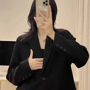Women's Korean Style Petite Small Suit Jacket - High-End Street Style for Spring & Autumn 2025 - Trendy & Fashionable