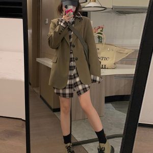 Women's Korean Style Petite Small Suit Jacket - High-End Street Style for Spring & Autumn 2025 - Trendy & Fashionable