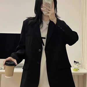 Women's Korean Style Petite Small Suit Jacket - High-End Street Style for Spring & Autumn 2025 - Trendy & Fashionable