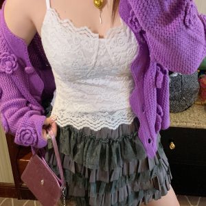 Women's Lace Camisole Tank Top - Stunning White Layering Piece for Spring/Summer 2025, Y2K Fashion Essential