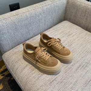 Women's Lace-Up Leopard Print Sneakers, Suede & Genuine Leather, Thick-Soled Casual Shoes, Trendy Spring 2025 Fashion Footwear