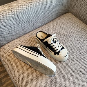 Women's Lace-Up Sequined Baotou Slippers, 2025 New Style, Thick-Soled Casual Little White Half-Drag, Versatile Footwear