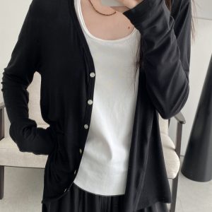 Women's Lightweight Sun Protection Cardigan - Loose Fit Long Sleeve Tencel Acetate Knit Top for Spring & Summer