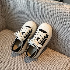 Women's Little White Lace-Up Sneakers - 2025 Trendy Ugly Cute Genuine Leather Casual Shoes with Thick Sole and Height-Increasing Design