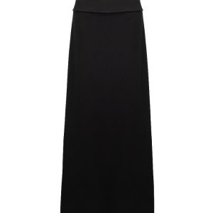 Women's Long High-Waisted A-Line Skirt, Slimming Floor-Length Liquid Ammonia Cotton, Summer Fashion, Elegant Style