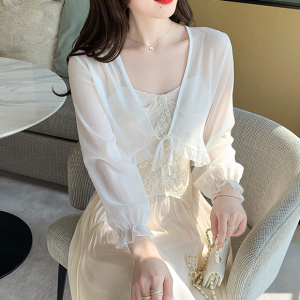 Women's Long Sleeve Sun Protection Shirt Jacket - Summer Knit Lace Cover-Up, Lightweight Shawl Top for Skirts and Dresses