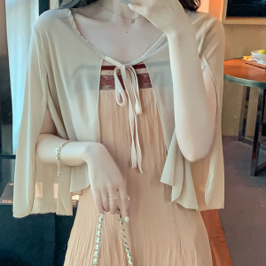 Women's Long Sleeve Sun Protection Shirt Jacket - Summer Knit Lace Cover-Up, Lightweight Shawl Top for Skirts and Dresses