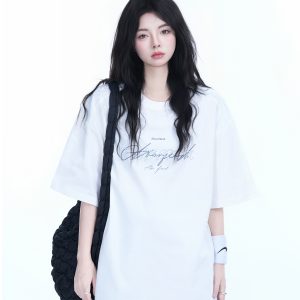 Women's Loose Fit Round Neck T-Shirt with Short Sleeves - Summer Style 'Sit and Eat Until the Mountains are Empty' Graphic