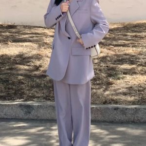 Women's Loose Korean-Style Blazer Suit Set for Autumn 2025, Casual Professional Fashion Wear