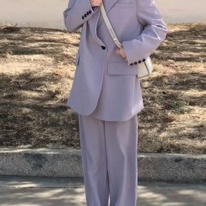 Women's Loose Korean-Style Blazer Suit Set for Autumn 2025, Casual Professional Fashion Wear