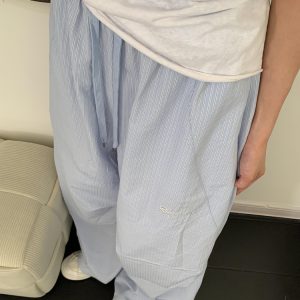 Women’s Loose Straight Wide-Leg Striped Casual Sports Pants - Summer Dance Jazz Pants in American Work Style