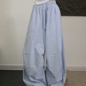 Women’s Loose Straight Wide-Leg Striped Casual Sports Pants - Summer Dance Jazz Pants in American Work Style