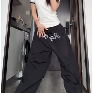 Women's Loose Wide-Leg Casual Pants - Hip-Hop Retro Jazz Dance Trousers for Y2K Style