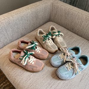 Women's Low-Top Flat Sole Suede and Mesh Casual Sports Shoes - Breathable Comfort for Everyday Style 2025