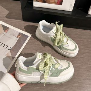 Women's Mesh Breathable Thick-Soled Board Shoes - 2025 Summer Trendy Versatile White Sneakers for Casual Style