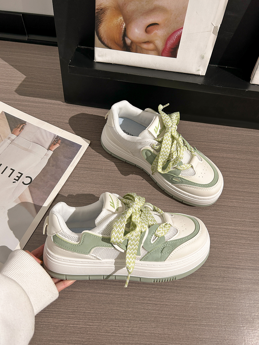 Women's Mesh Breathable Thick-Soled Board Shoes - 2025 Summer Trendy Versatile White Sneakers for Casual Style Women's Mesh Breathable Thick-Soled Board Shoes - 2025 Summer Trendy Versatile White Sneakers for Casual Style