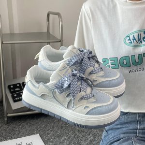 Women's Mesh Breathable Thick-Soled Board Shoes - 2025 Summer Trendy Versatile White Sneakers for Casual Style