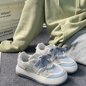 Women's Mesh Breathable Thick-Soled Board Shoes - 2025 Summer Trendy Versatile White Sneakers for Casual Style