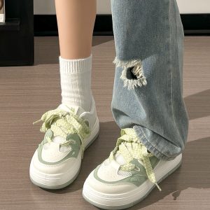 Women's Mesh Breathable Thick-Soled Board Shoes - 2025 Summer Trendy Versatile White Sneakers for Casual Style