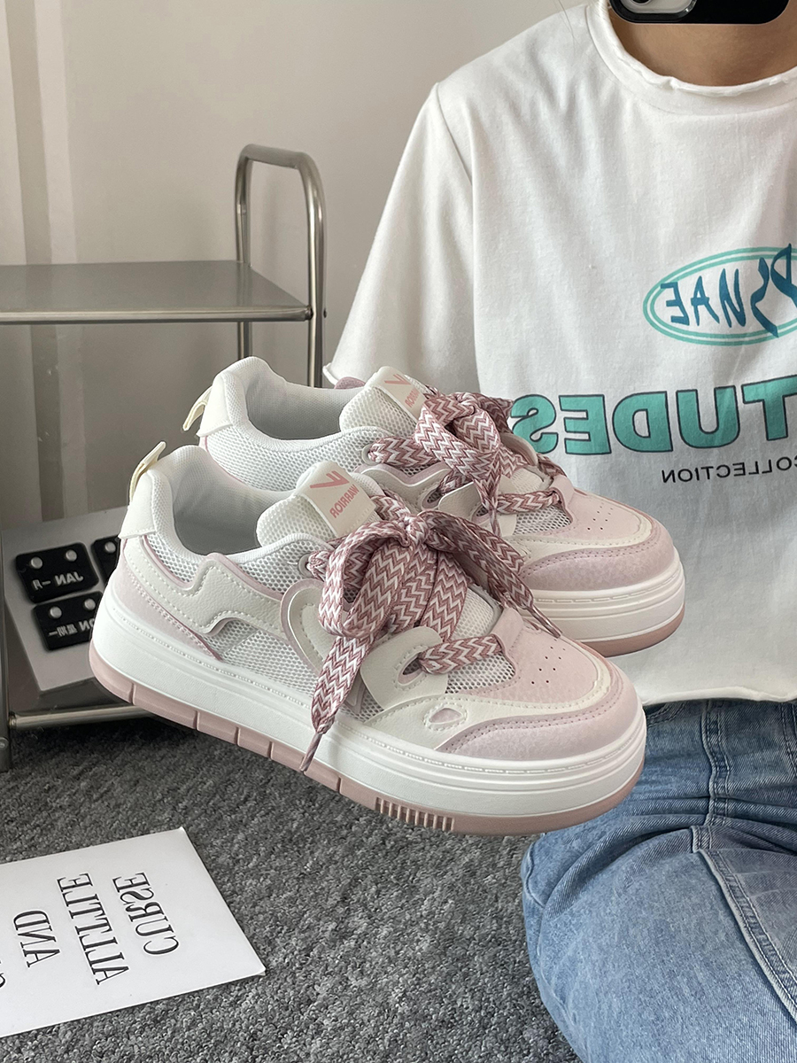 Women's Mesh Breathable Thick-Soled Board Shoes - 2025 Summer Trendy Versatile White Sneakers for Casual Style Women's Mesh Breathable Thick-Soled Board Shoes - 2025 Summer Trendy Versatile White Sneakers for Casual Style