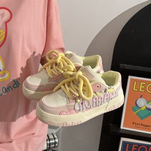 Women's Mesh Dopamine Board Shoes with Ice Cream Sole - Breathable Soft Bottom Sports Shoes for Summer Fun