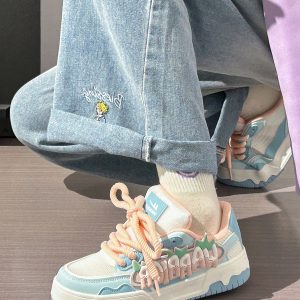 Women's Mesh Dopamine Board Shoes with Ice Cream Sole - Breathable Soft Bottom Sports Shoes for Summer Fun