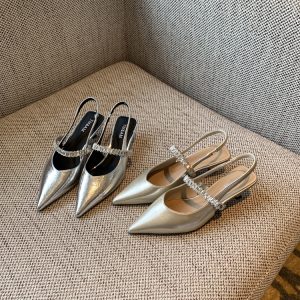 Women's Mid-Heel Open-Toe Sandals - 2025 Summer One-Strap Backless Design for Skirts - Trendy Fashion Footwear