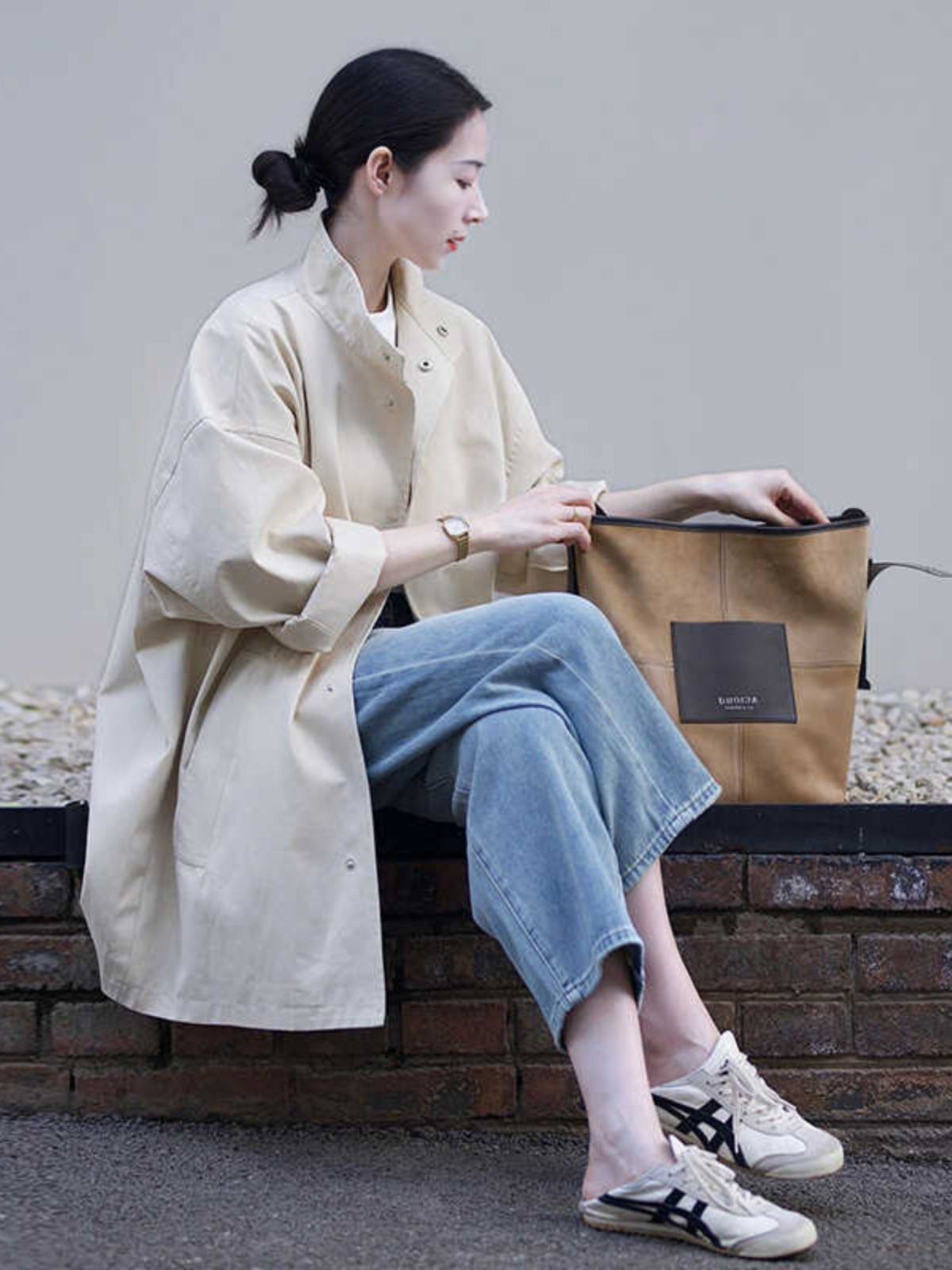 Women's Minimalist Casual Trench Coat for Petite - 2025 Spring Autumn Japanese Workwear with Luxe Feel Women's Minimalist Casual Trench Coat for Petite - 2025 Spring Autumn Japanese Workwear with Luxe Feel