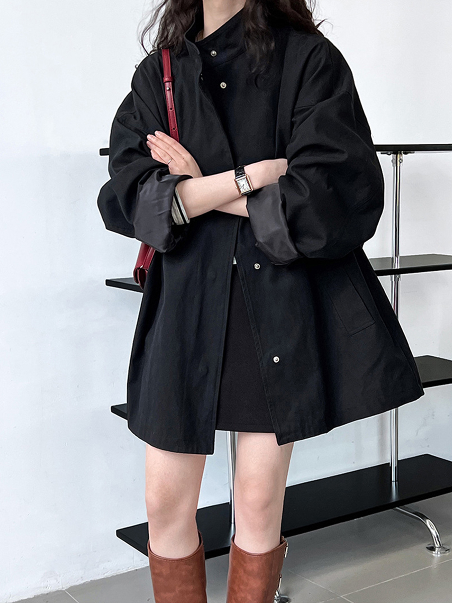 Women's Minimalist Casual Trench Coat for Petite - 2025 Spring Autumn Japanese Workwear with Luxe Feel Women's Minimalist Casual Trench Coat for Petite - 2025 Spring Autumn Japanese Workwear with Luxe Feel