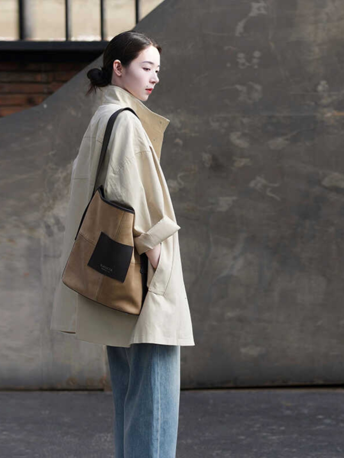 Women's Minimalist Casual Trench Coat for Petite - 2025 Spring Autumn Japanese Workwear with Luxe Feel Women's Minimalist Casual Trench Coat for Petite - 2025 Spring Autumn Japanese Workwear with Luxe Feel