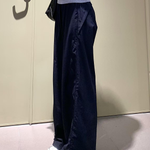 Women's Navy Blue Wide-Leg High-Waisted Casual Work Pants - 2025 Summer American Style Loose Fit Sports Trousers