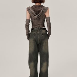 Women's Off-Shoulder Hooded Tank Top - Spicy Girl Wasteland Style, Summer Short Set, American 90s Fashion