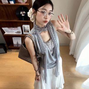 Women's Off-Shoulder Spliced Fake Two-Piece T-Shirt, Summer Plaid Sleeveless Vest, Chic Sexy Casual Top