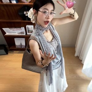 Women's Off-Shoulder Spliced Fake Two-Piece T-Shirt, Summer Plaid Sleeveless Vest, Chic Sexy Casual Top
