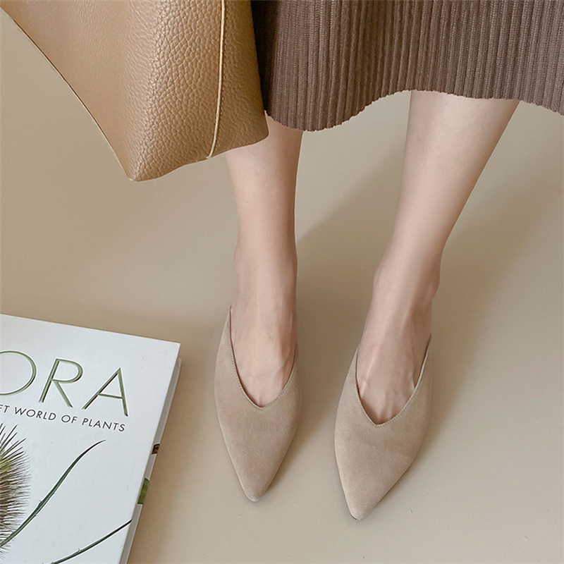 Women's Open-Toe Mid-Heel Half Slippers in French Lambskin - Comfortable Pointed Toe Design for Chic Italian Style