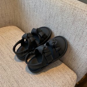 Women's Open-Toe Sandals 2025 Summer Korean Style Sweet Bow Thick-Soled Roman Shoes