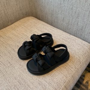 Women's Open-Toe Sandals 2025 Summer Korean Style Sweet Bow Thick-Soled Roman Shoes