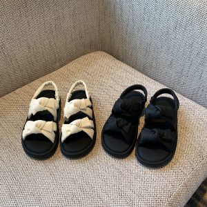 Women's Open-Toe Sandals 2025 Summer Korean Style Sweet Bow Thick-Soled Roman Shoes