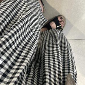 Women's Petite Plus Size Loose Checkered Cropped Wide-Leg Balloon Pants for Summer