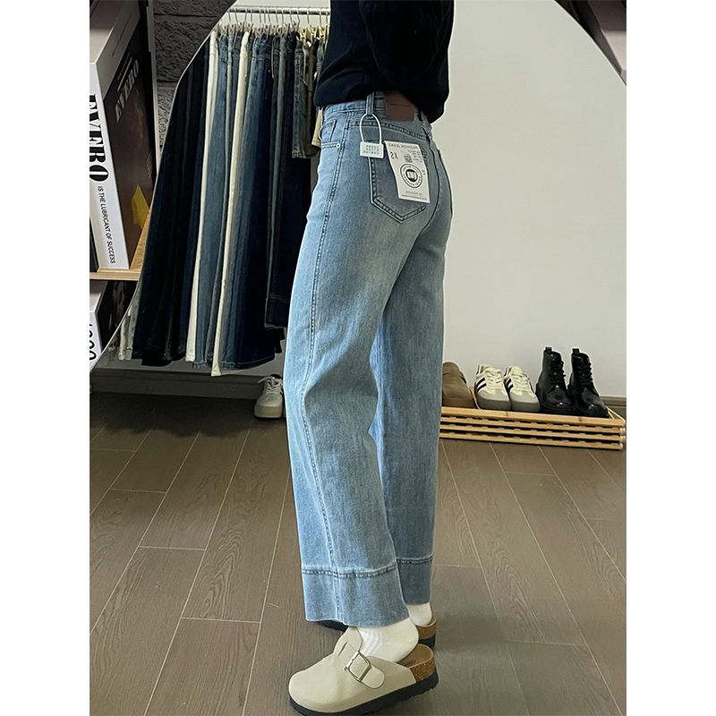 Women's Petite Plus Size Summer Slim Fit Loose Straight Nine-Point Jeans for Curvy Style