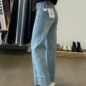 Women's Petite Plus Size Summer Slim Fit Loose Straight Nine-Point Jeans for Curvy Style