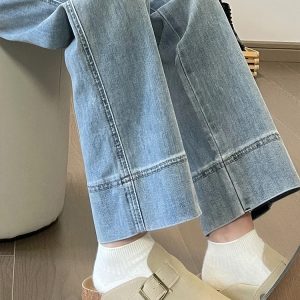 Women's Petite Plus Size Summer Slim Fit Loose Straight Nine-Point Jeans for Curvy Style