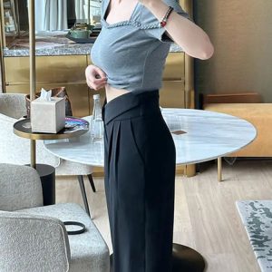 Women's Plus Size High-Waisted Wide-Leg Casual Long Pants - Stylish Versatile Design for Early Autumn Fashion