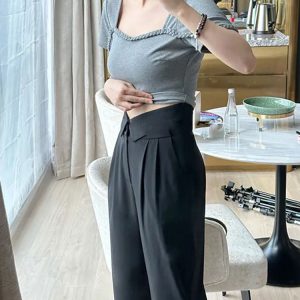 Women's Plus Size High-Waisted Wide-Leg Casual Long Pants - Stylish Versatile Design for Early Autumn Fashion