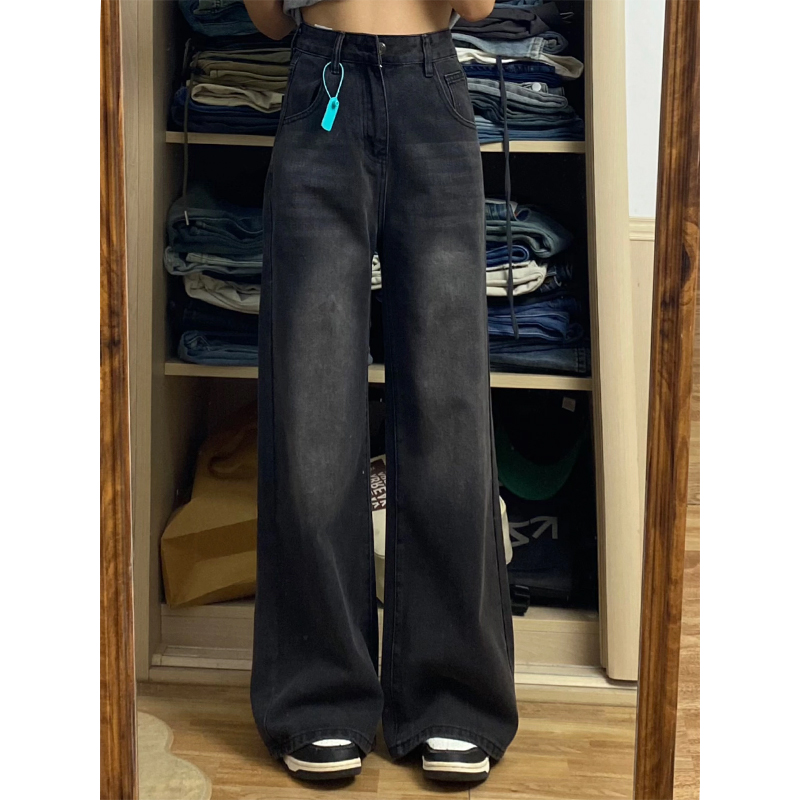 Women's Plus Size Loose Straight Leg Jeans for Short Girls - 2025 BF Style Lazy Slim Wide Leg Pants for Y2K Fashion