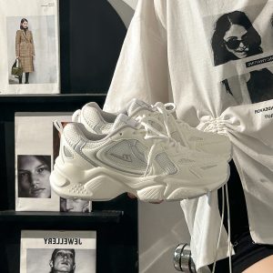 Women's Retro Chunky Dad Shoes - 2025 Summer Mesh Breathable Casual Sports Footwear with Soft Sole