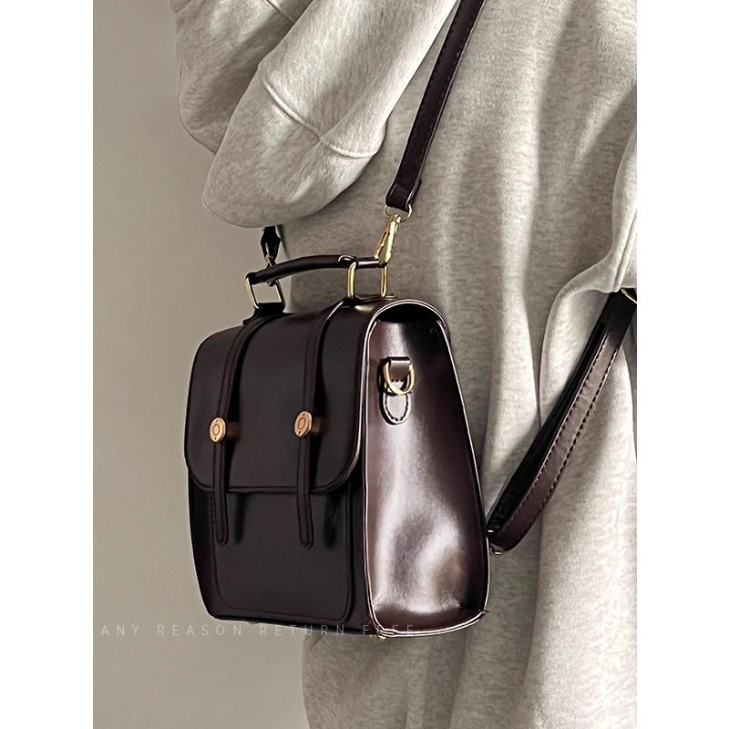 Women's Retro Double Shoulder Bag - British American Style Buckle Crossbody for Students and Commuting - 2024 Fashion