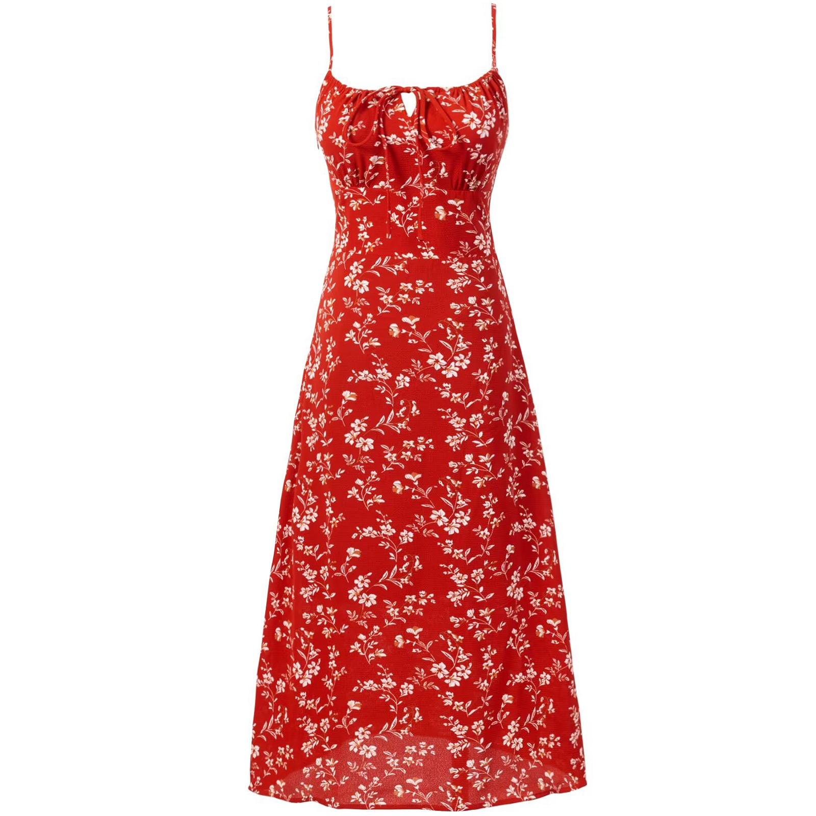 Women's Retro Floral Spaghetti Strap Dress - Waist-Cinching Long Dress for Summer Beach Vacation 2025