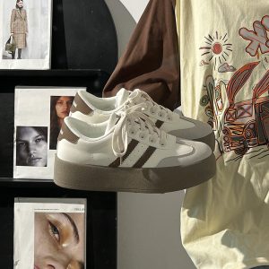 Women's Retro Hong Kong Style Board Shoes - Soft Sole, Breathable Design for Spring Summer, Trendy Niche Training Sneakers